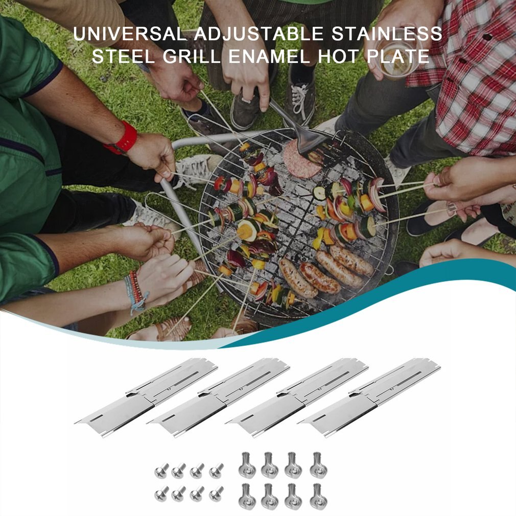 Universal Shield Replacement Heavy Duty Adjustable Stainless Steel Heat Plate Heat Tent Burner Cover For Gas Grill