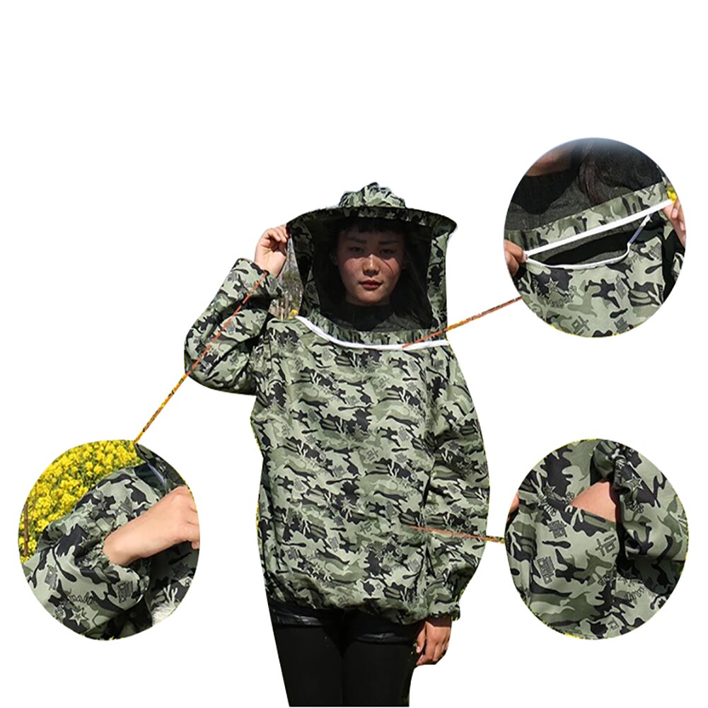 Protective Suit Apiculture Upper Body Farm Home Supplies Costume With Hood Unisex Veil Beekeeping Clothing Anti Bee