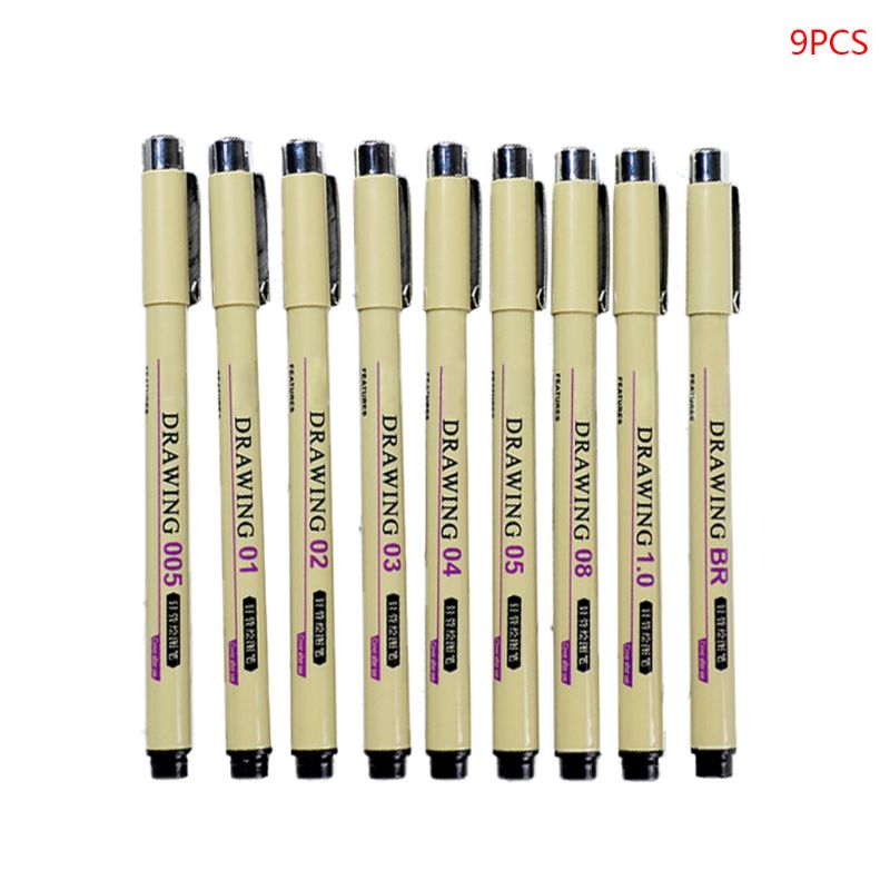 6/7/8/9Pcs Zwarte Technische Grafische Fijne Haak Lijn Schilderij Tekening Pen Schets Inkt Marker pennen Art Supplies