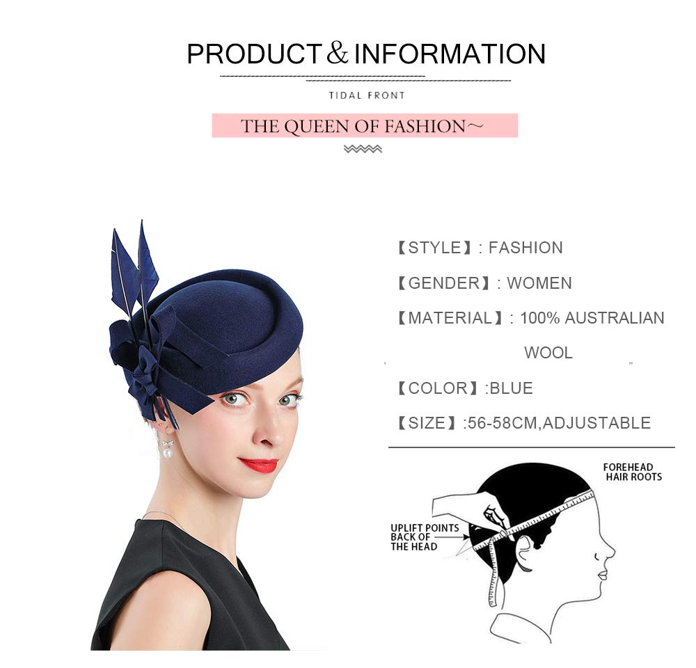 Kvinnors fedoras hatt brun fascinator keps för kyrka bröllop kvinna hatt ull blomma dekoration dam bowler hattar