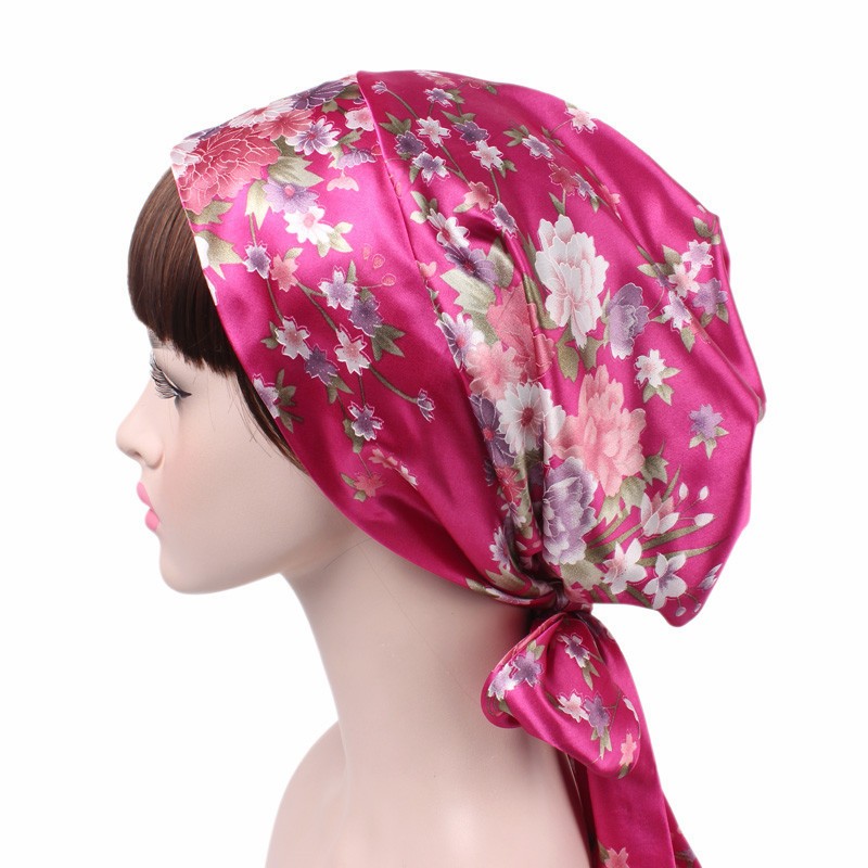Pañuelo de lazo de satén para mujer, turbante Hijab islámico musulmán, cómodo gorro para dormir, envoltura de pelo rizado, pañuelo de seda para la cabeza, novedad