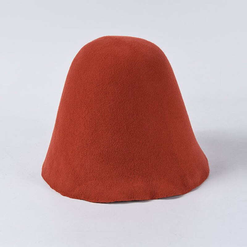 Classical Women Cloche Bucket Felt Hat Autumn Winter Wool Felt Cone Cloche Hood Millinery Craft Hats Fascinators Block Base Body: Rust red
