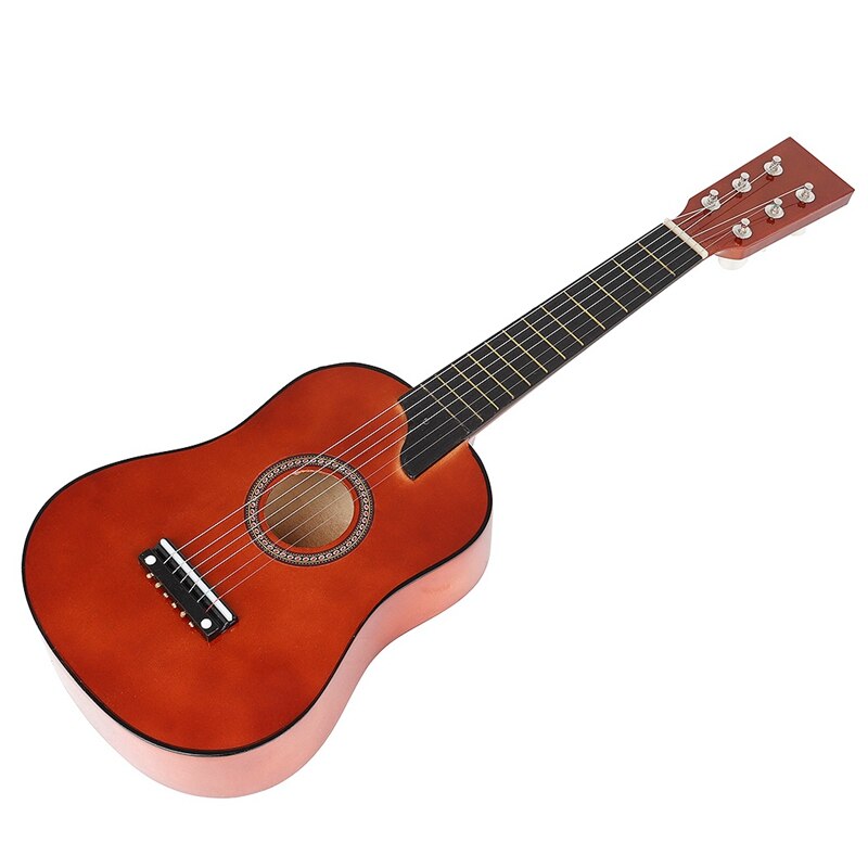 Guitarra IRIN acústica de tilo de 25 pulgadas 12 trastes 6 cuerdas con púas y cuerdas para niños principiantes Color café