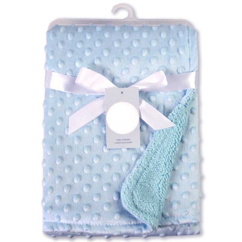 Couverture pour bébé et -né, couverture polaire douce et thermique, ensemble de literie d&#39;hiver solide, couette en coton pour nourrissons: Blue