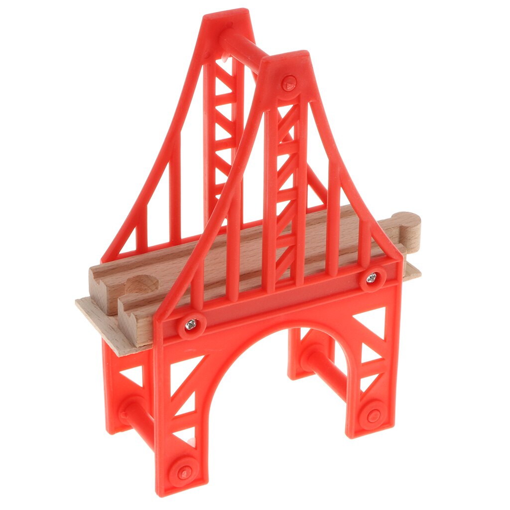 Wooden Train Set Accessories - Suspension Bridge - Wooden Railway Expansion Pack Viaduct Arch Bridge