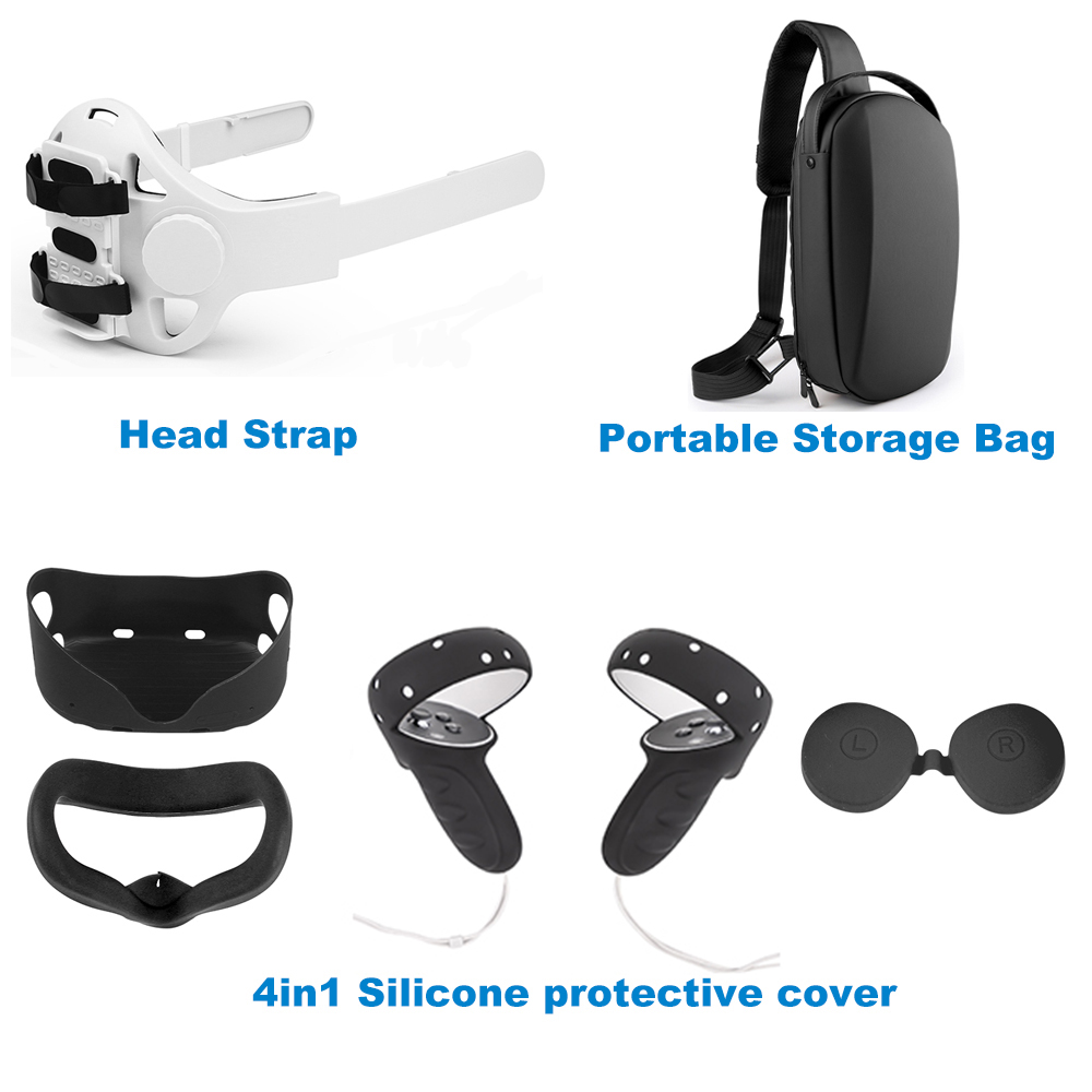 Verstelbare Oculus Quest 2 Halo Head Strap Vr Accessoires Siliconen Beschermhoes Opbergtas Voor Oculus Quest 2 Elite Band