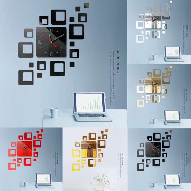 3D Modern Big Clock Hands Wall Watch Big Acrylic Mirror Effect Wall Clock Simple Wall Art Decorative Quartz Quiet Sweep