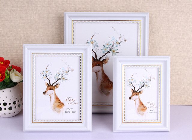 Rétro cadre Photo européen mariage peinture bois Table créative tenture murale à la main Vintage Rectangle Art maison décor: WHITE / 10 pouce