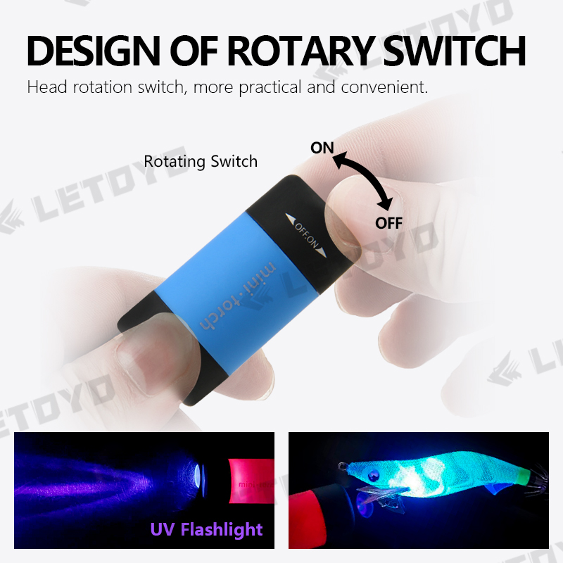 LETOYO UV USB linternas Led Mini luz portátil recargable linterna impermeable para plantilla de calamar plantilla de metal herramientas de pesca de mar
