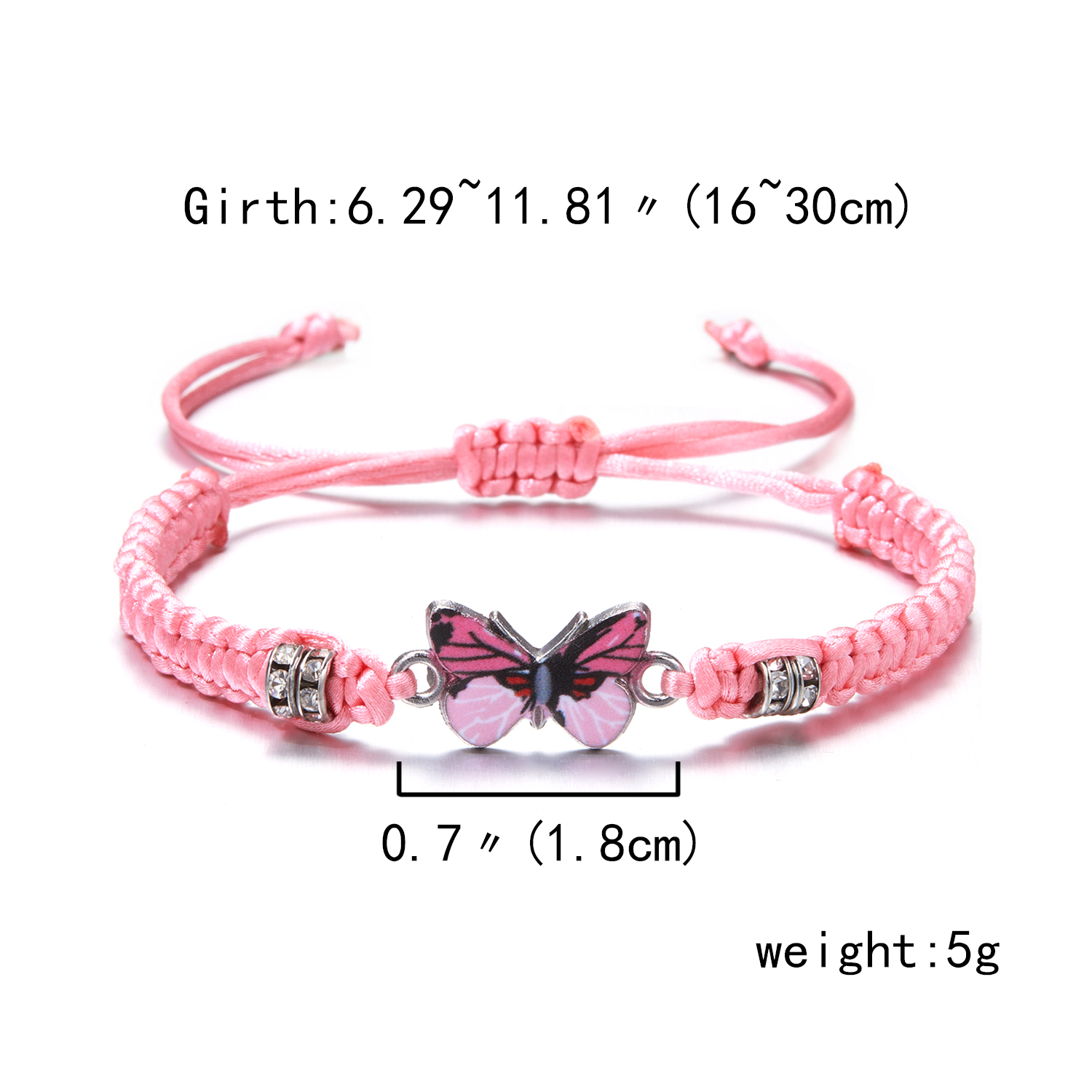 Pulsera de cuerda trenzada hecha a mano para mujer, pulseras con colgante de animales y mariposas coloridas, de joyería para: Estampado en caliente