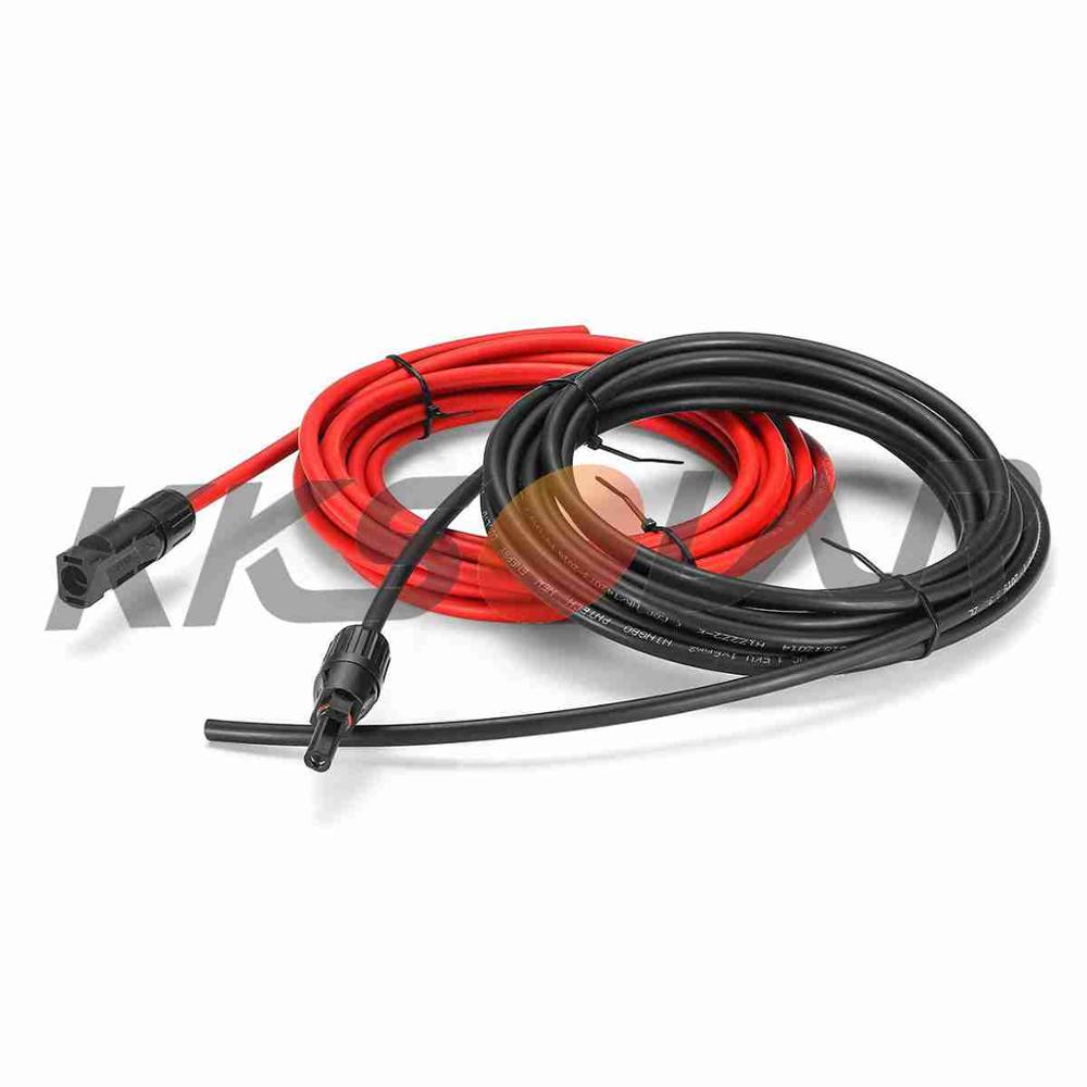 4mm2 12AWG black &amp; red Solar PV Copper Cables Wires with Connector solar Panel Extension Cable for solar panel kit Accessories
