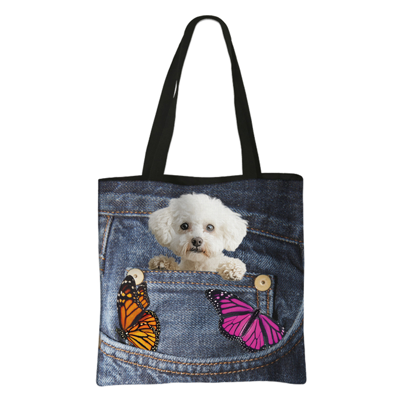 Grappige Zak Hond Boodschappentassen Huisdier Bulldog Teckel Beagle Schnauzer Honden Draagtas Grote Capaciteit Opbergtas Vrouwen Handtas: L / camouflage