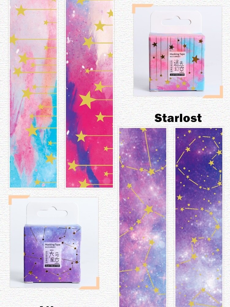 1pcs Starry Star Washi Tape 20mm Galaxy Constellation Meteor Image Adhesive Masking Tapes Home DIY Stickers Decoration A6033