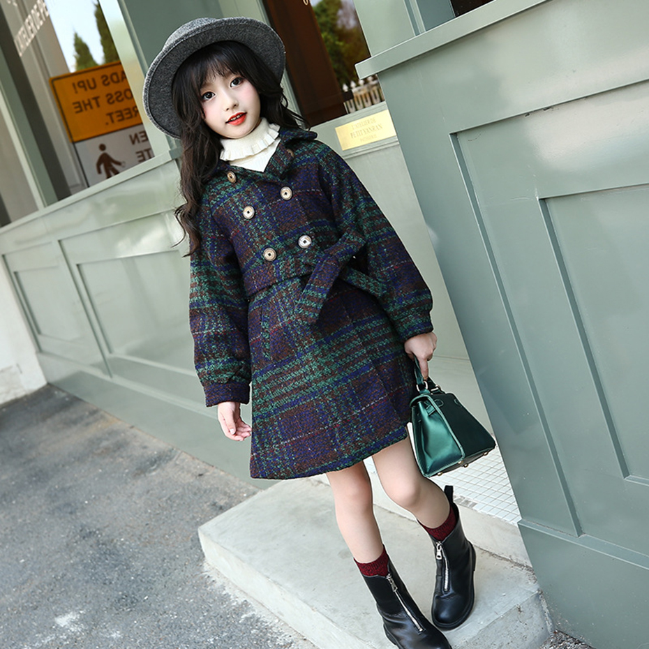 Inverno Giubbotti Per Le Ragazze Plaid di Spessore Cappotti Di Lana Per Le Ragazze di Autunno del Bambino Delle Ragazze Giacca Adolescente Vestiti Per Ragazze Per 6 8 12 anni di