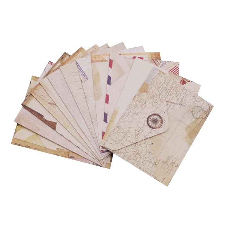 24 Pcs Mini Vintage Envelop Kleine Verse Kantoorbenodigdheden Student Envelop Verschillende Patronen Papier Envelop