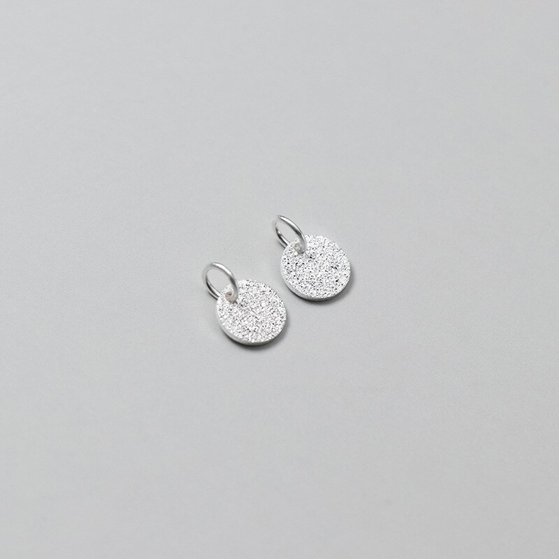 2pcs 925 Sterling Silver Flash Sand Round Card Pendant 6mm S925 Silver Sequin Charms Fit Necklace Bracelets DIY Jewelry Making