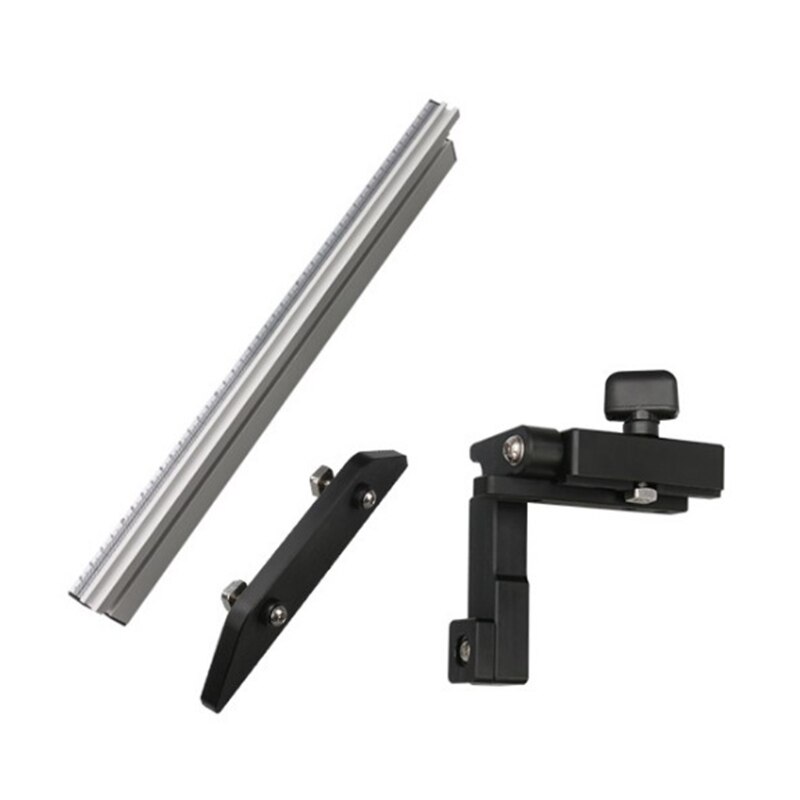 450mm Miter Gauge with Track Stop Table Saw Woodworking Tools DIY Push Handle Simple Style Backer Aluminum and Bakelite