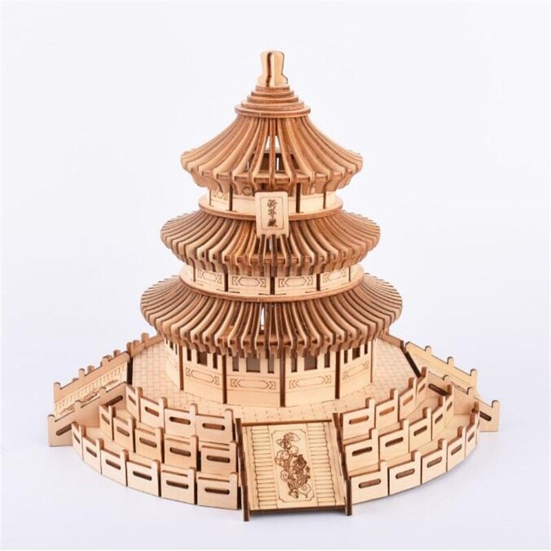Houten puzzels, educatief speelgoed, doe-het-zelf tempel 3d, houten puzzels voor kinderen, volwassenen, kerstmis, verjaardag