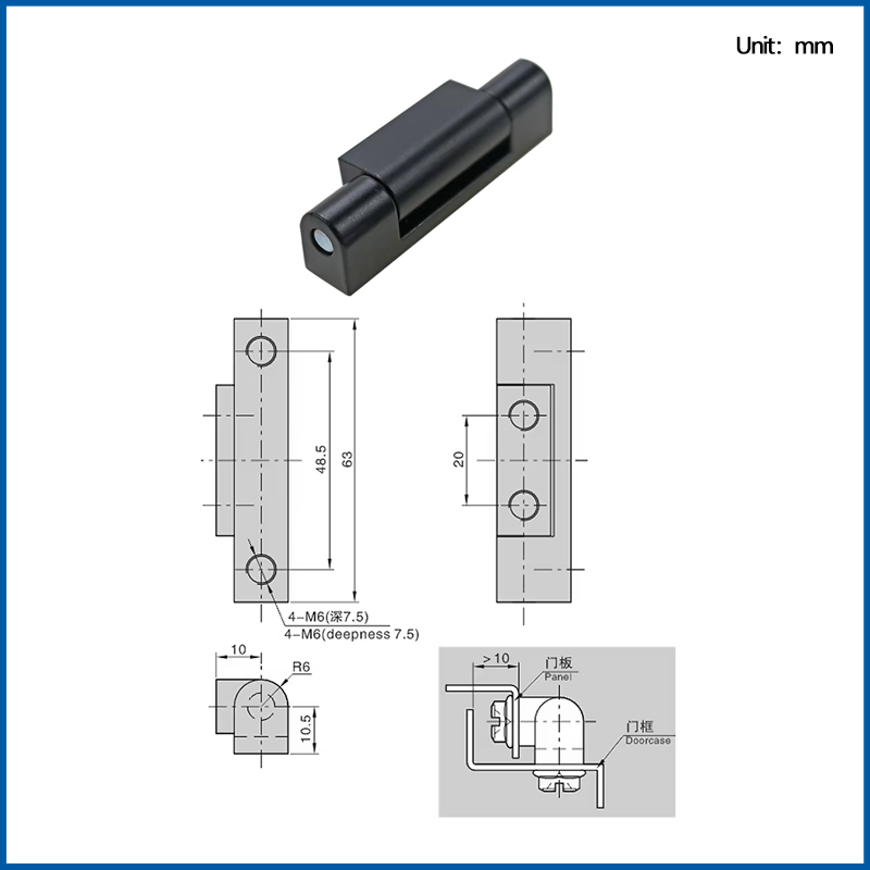 Dobradiça de liga de zinco preto para portas elétricas do armário, Dobradiça retangular longa, Equipamentos de máquinas industriais: Bronze