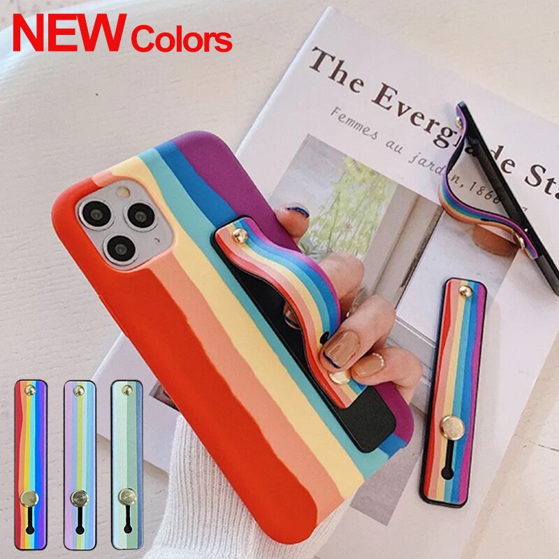 Uniwersalny uchwyt na nadgarstek uchwyt na telefon komórkowy dla iPhone uchwyt na palec stojak na telefon samsung Push Pull back sticked uchwyt gniazda