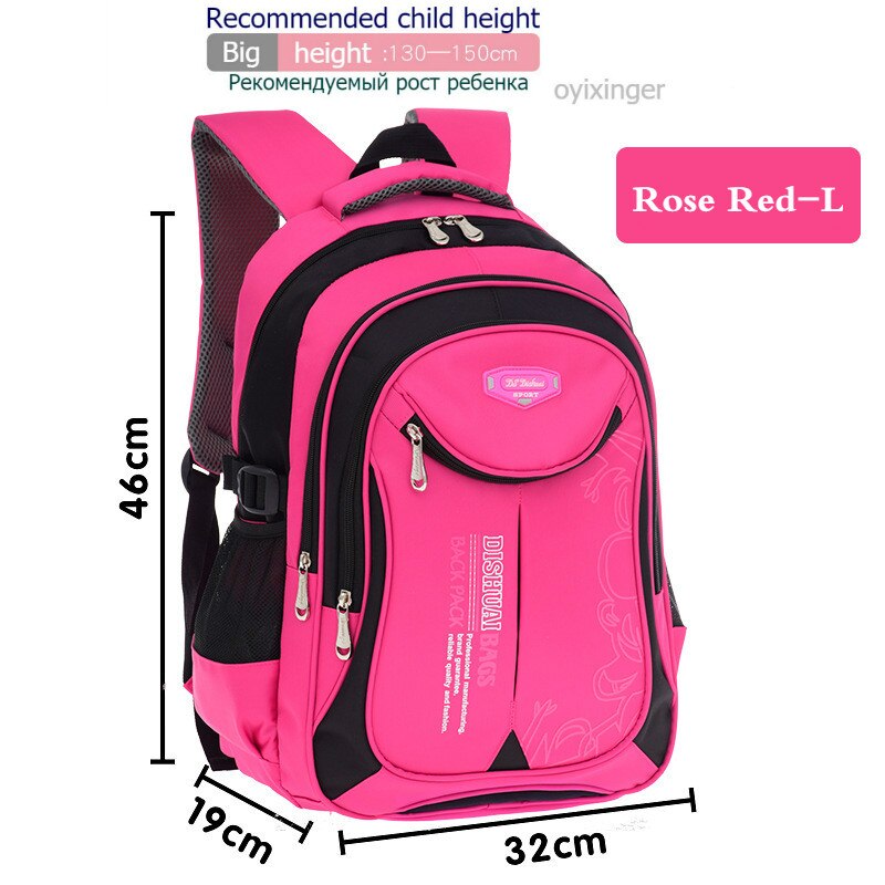 Mochilas escolares para niños de 1 a 12 años, morral escolar para niños de 1 a 2 a 3 a 4 a 5 a 6 grados: Rose Red-L