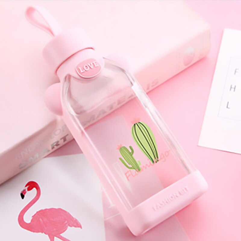 personality style glass bottle cherry blossom pattern transparent and pure and fresh and lovely girls: D