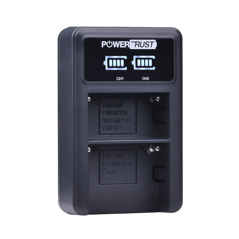 PowerTrust LED Dual USB Ladegerät Für Sony NP-FM50 NP-FM70 NP-FM90 NP-FM500h NP-F550 NP-F570 NP-F750 NP-F770 NP-F960 NP-F970