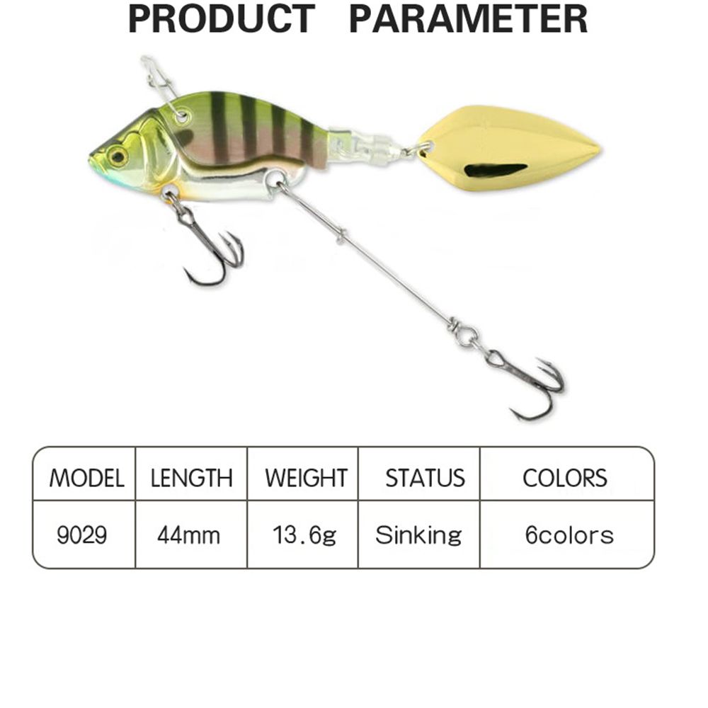 1PC 44mm/13.6g Metal Mini VIB łyżka Spin cekiny przynęta Tackle Pin twarda przynęta Crankbait wibracje Spinner tonący przynęty