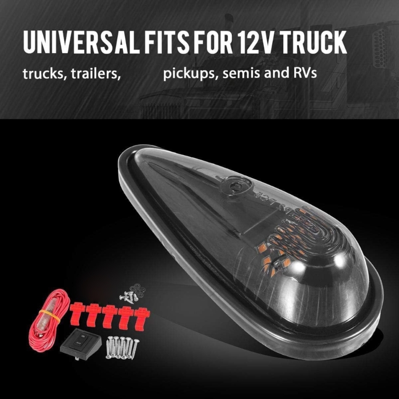 5Pcs Cab Lights Teardrop Cab Lights Waterproof Truck Cab Marker Lights 9 LEDs Roof Running Top Marker Lights