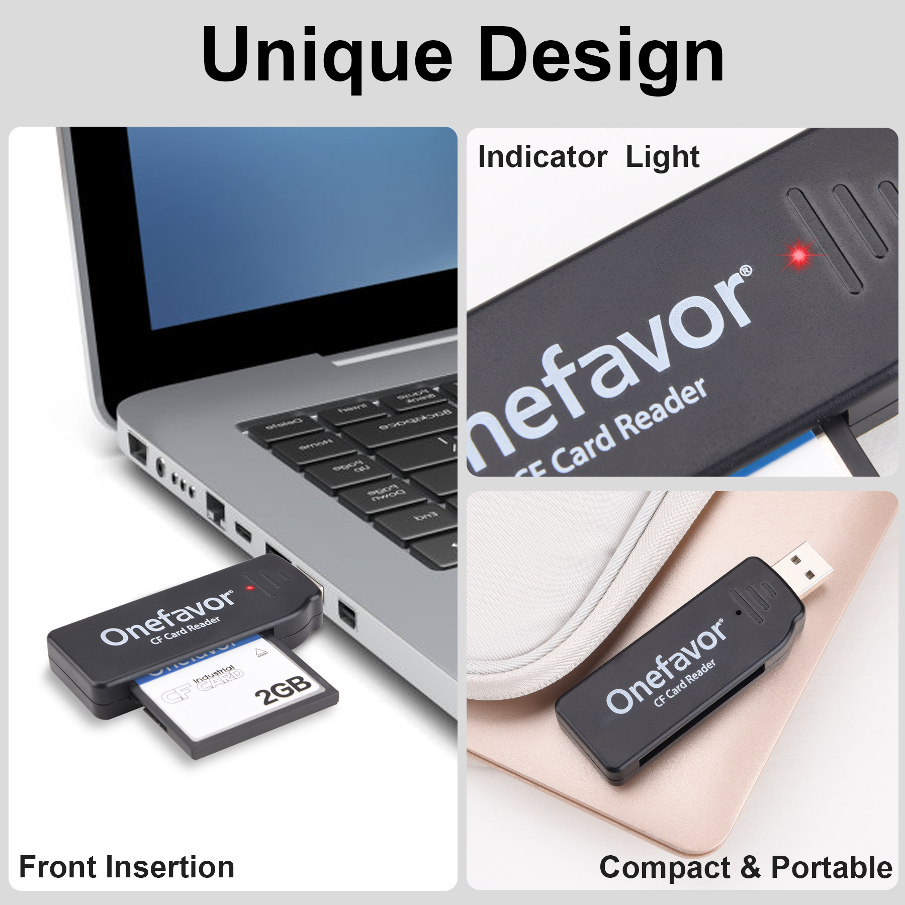 CF Card Reader Compact Flash Memory Card Reader CompactFlash Cards USB Reader/Writer High-Speed USB 2.0 CF Card Reader