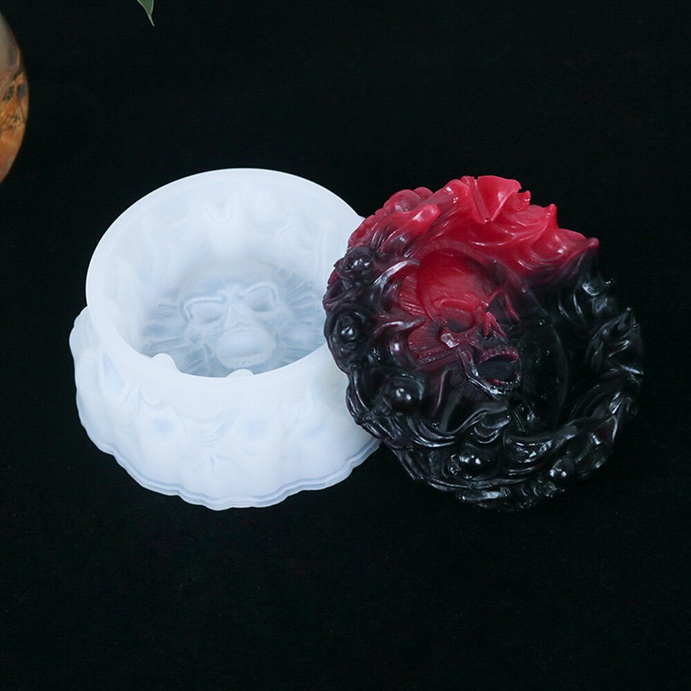 Molde Cenicero de silicona con forma de Calavera, resina, portavelas, molde de fundición, epoxi