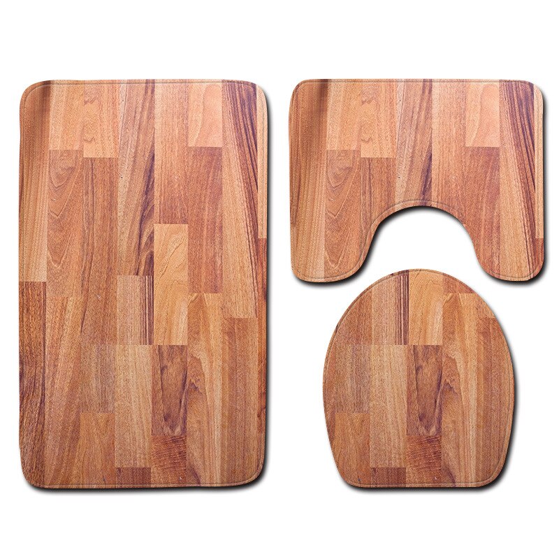 Zeegle Antislip Badkamer Tapijt Beperking Hout Badmat 3Pcs Badkamer Tapijt Set Absorberende Mat Wc Badkamer Vloer matten