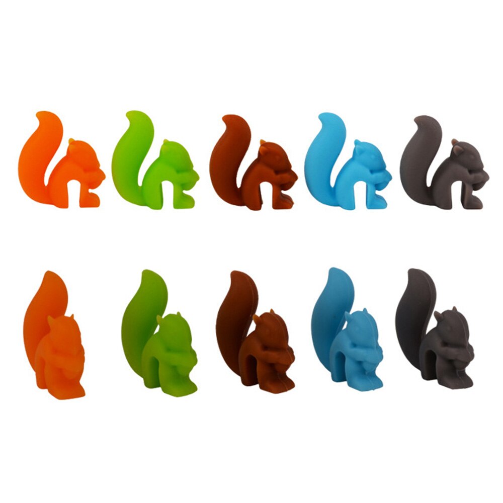 1/5pcs Cute Squirrel Shape Tea Bag Hanging Tea Infuser Cup Clip Colorful Recognizer Tea Bag Recognizer Party Supplies Barware: Five-color OPP bag