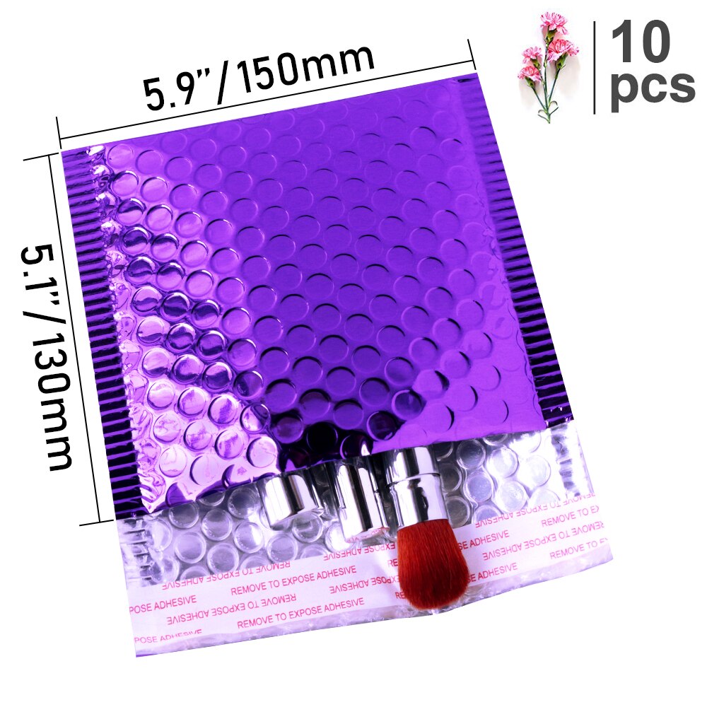Speedy Mailers 10PCS Purple Poly Bubble Mailers Aluminum Foil Bags Padded Envelopes Self Seal Bubble Envelope Mailer: 150x130mm-10 pieces