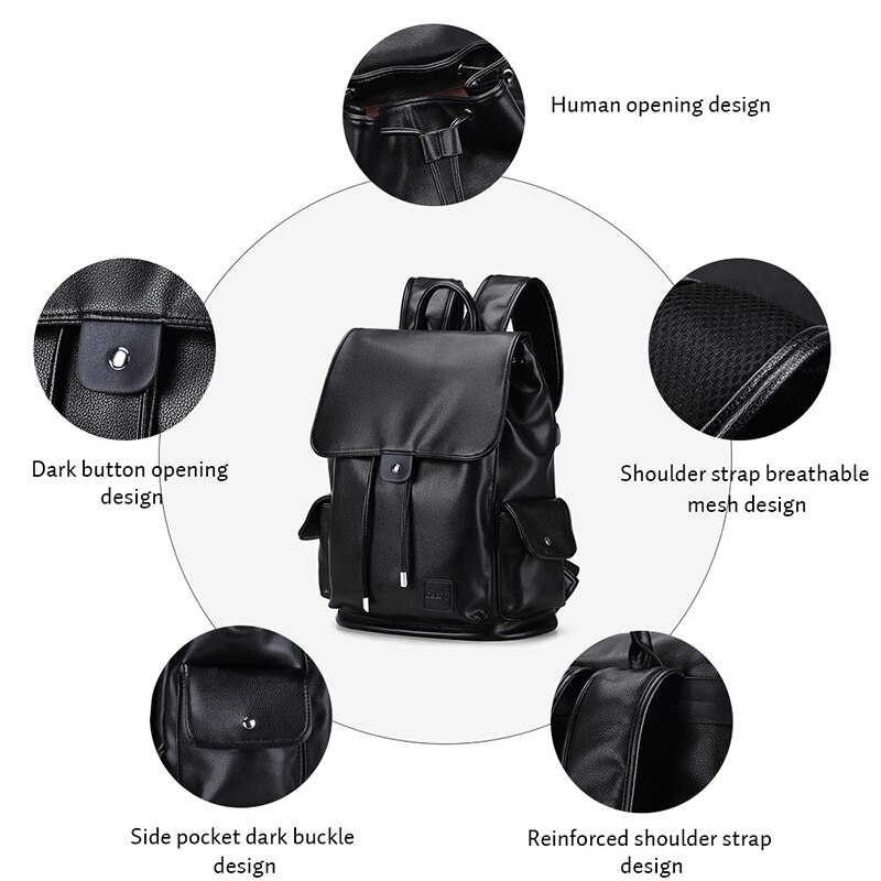 LIELANG Rucksäcke Männer Leder Rucksack Für Männlichen Doppel Schulter Reisetaschen für Jugendliche USB Ladung Wasserdichte Rucksack männer