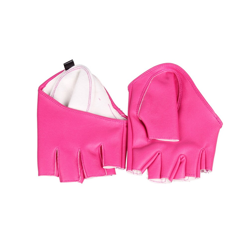 Guantes de cuero de imitación para hombre y mujer, guantes de cinco dedos, media palma, accesorios de disfraces: rose