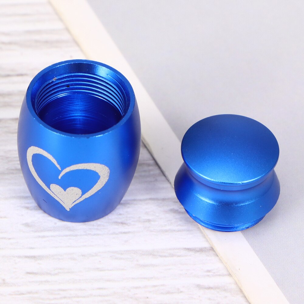 Pet Stainless Steel Cinerary Funerary Urn Jar Heart Printed Urn Container with Opening Screw Lid (Blue)