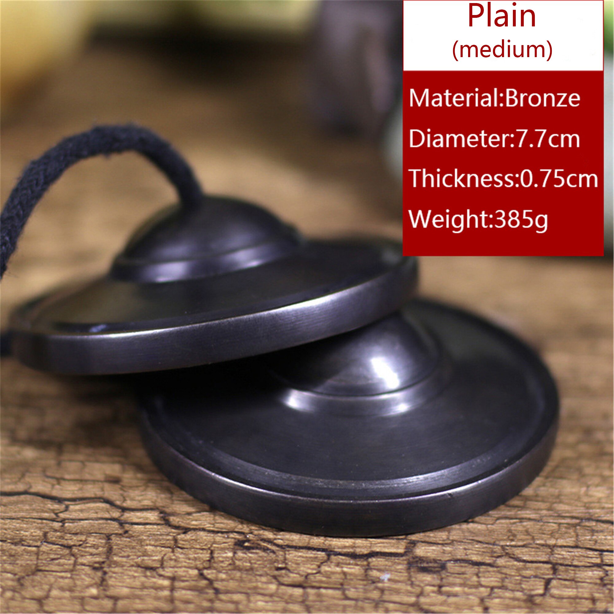 Campanilla de Tingsha tibetana hecha a mano con Om/nube de la suerte/Mantra, platillos de nepalí, el mejor para sanación de sonido de meditación: Plain(bronze Medium)