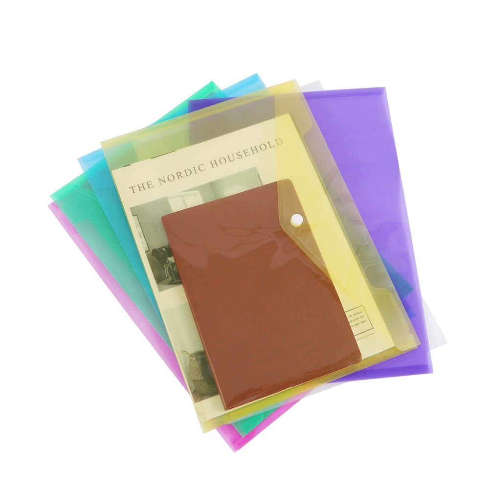 12Pcs/set A4 Clear Plastic Document Bag File Bags School Office Paper File Folder Stationery Case Organizer Filing Products