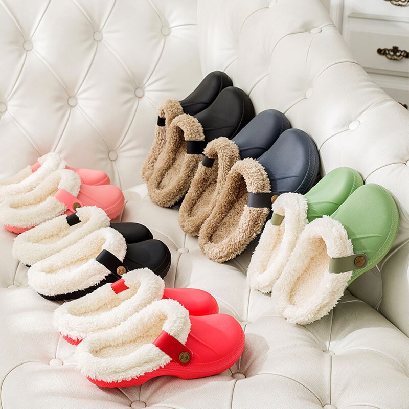 Winter Warm Slippers Mannen Indoor Schoenen Katoen Pantoffels Casual Crocus Klompen Met Bont Fleece Voering Huis Vloer Slippers KS250