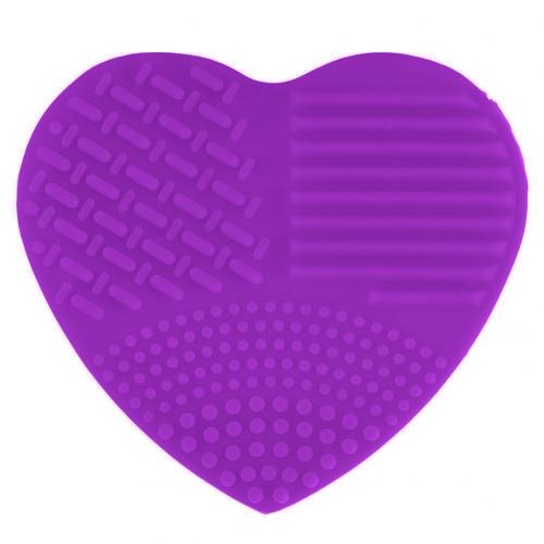 Love Heart Wash Cosmetic Brushes Cleaner MakeUp Washing Brush Gel Cleaning Mat Silicone Foundation Makeup Tool Cleaning Scrubber: Light Purple
