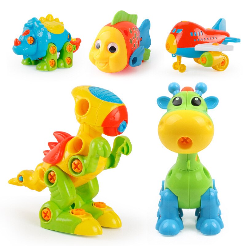 Early Learning Education DIY Screw Assembly Engineering Vehicle Detachable Assembly Dinosaur Practical Ability Educational Toys