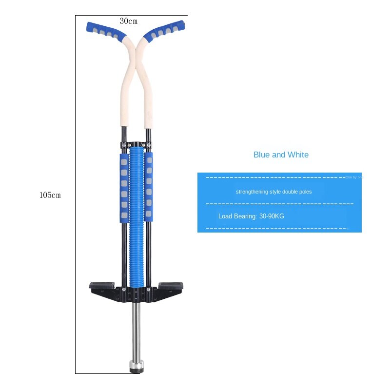 Galvanized Steel Pipe Jump Pogo Children Teenagers Jumping Pole Stick with Spiral Spring Metal Jumping Stilts: Double pole blue