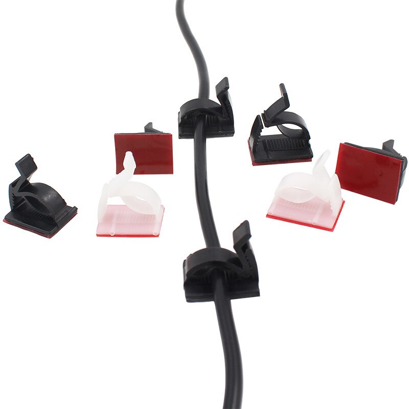 100 Plastic Car Wire Clamps, Cable Ties, Rectangular Cable Installation Holders, Self-Adhesive Clamp Holders