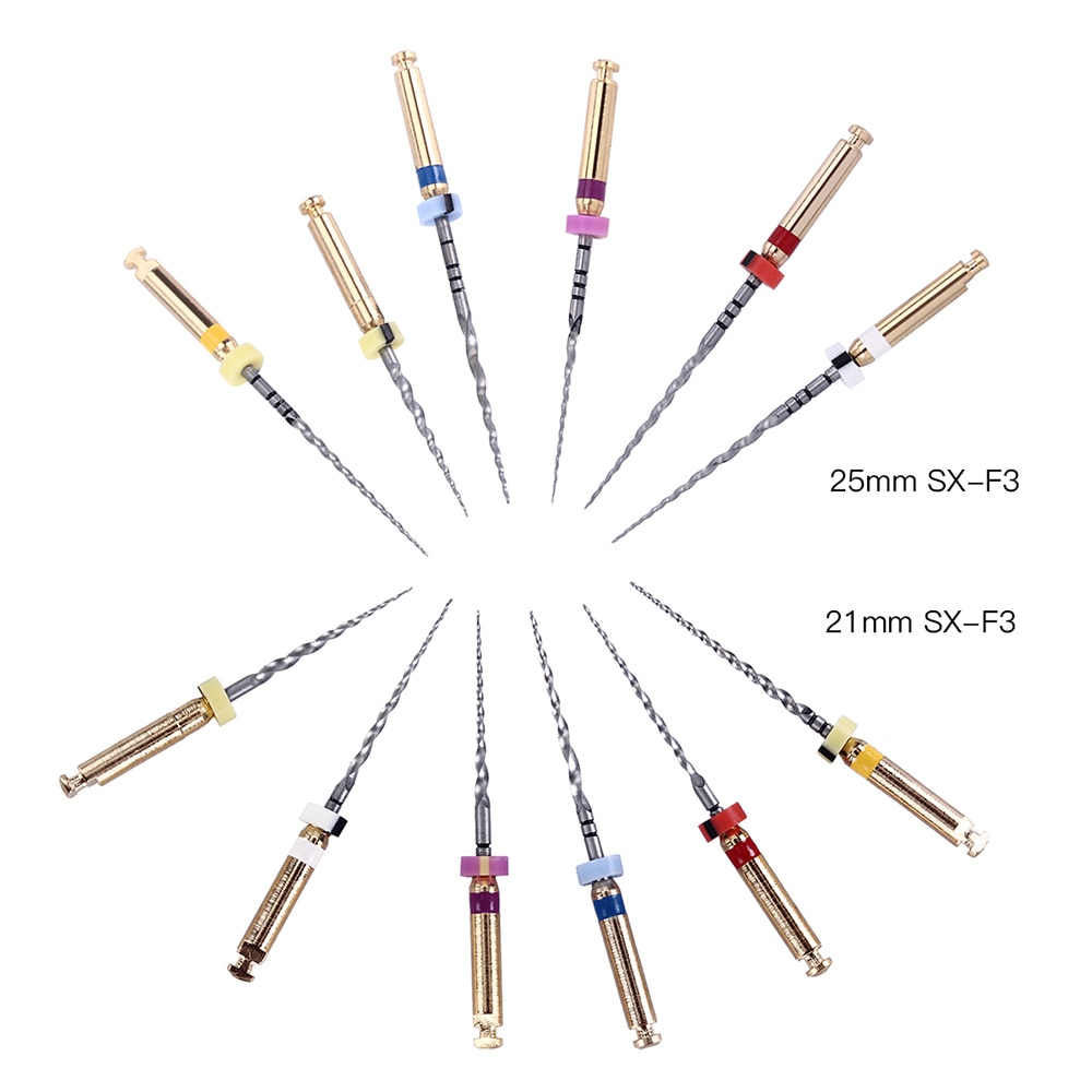 Tandheelkundige Wortelkanaalbehandeling Bestand SX-F3 21Mm/25Mm 6 Stks/pak Niti Super Roterende Bestand Machine Taper