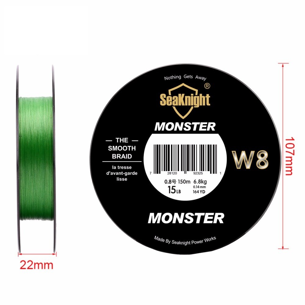 Monster- W8 150 Mt Geflochtene Angelschnur 8 Stränge Spinnt Super Dünne 0,8 # PE Multifilament Schwimmleine 15LB 6,8 KG 0,14mm