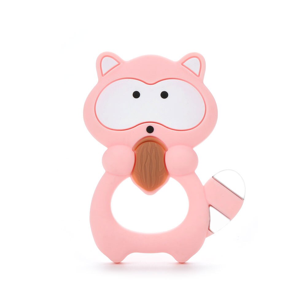 Raccoon Silicone Teether 1pc Silicone Beads Soft teether DIY Baby Teething Toys Necklace Accessories Infant Chew Toys: rose quartz