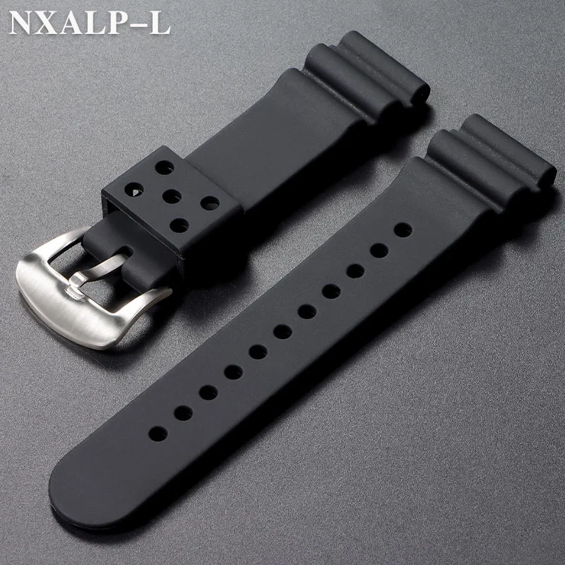 20mm 22mm Bracelet de montre en Silicone pour Seiko SKX007 SKX009 plongée 007 SRP777J1 Prospex Bracelet de montre hommes femmes Bracelet de Sport étanche: Black / 22mm