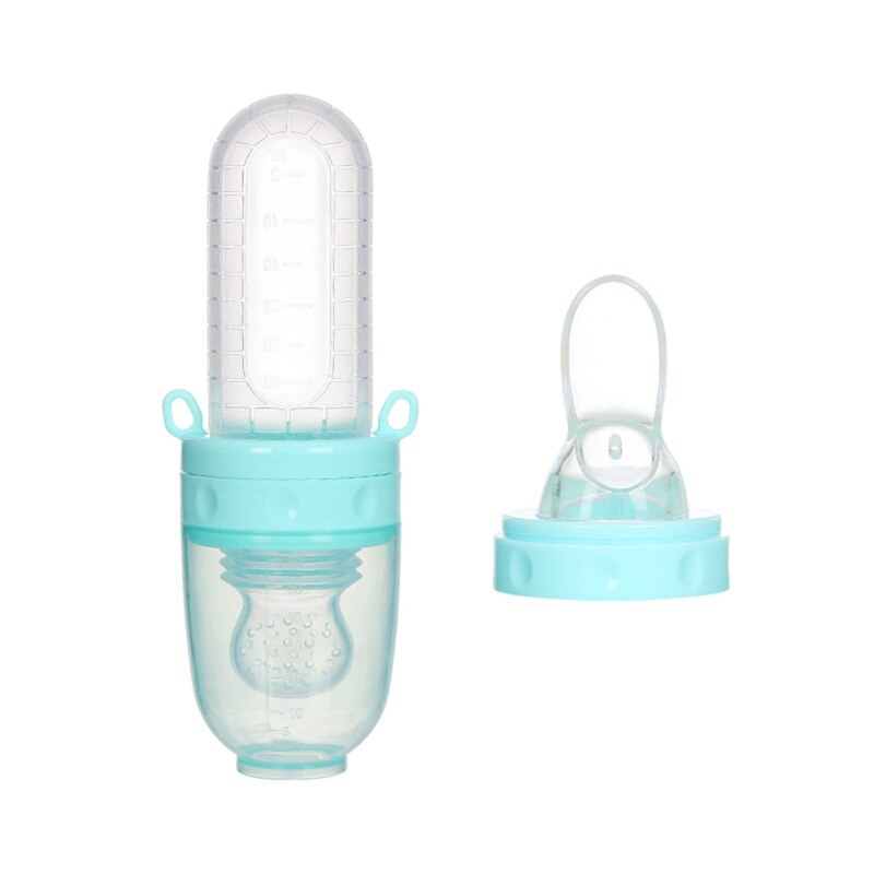 Zachte Veilige Siliconen Tepel Baby Fruit Groente Feeder Rijstgraangewas Fles Voeden Kids Kind Cartoon Fopspeen: Blue