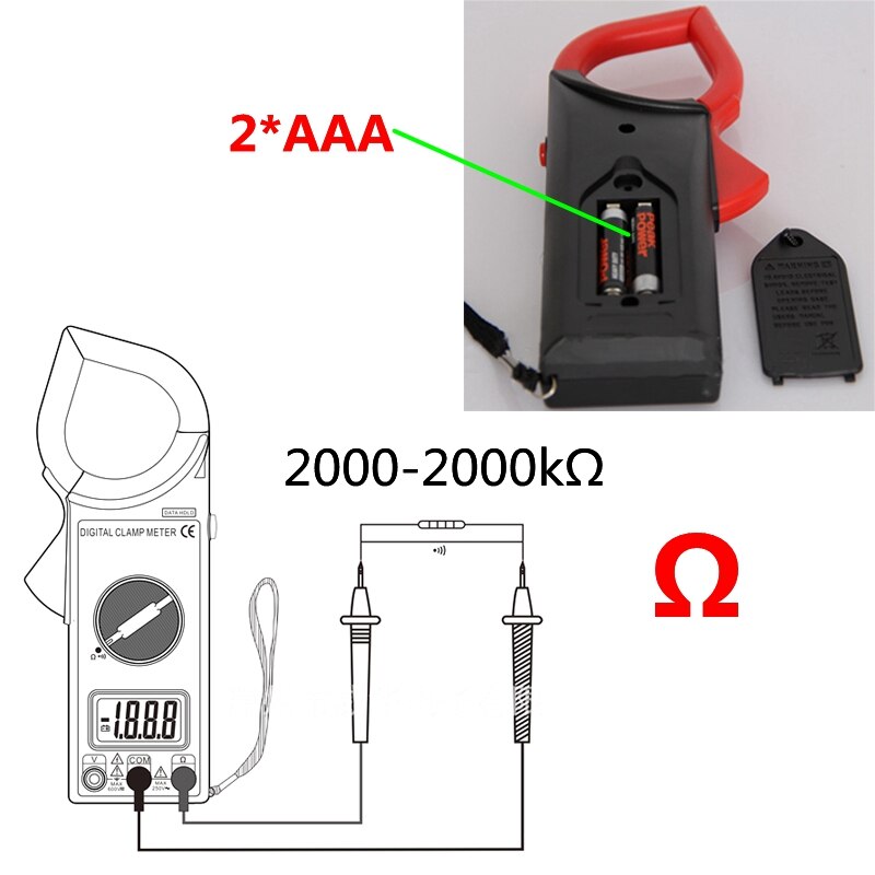 Urijk 600V 600A 2000kOhm Handheld Pocket Clamp Meter Digital Multimeter Ammeter Voltmeter Ohmmeter Electrical Measuring Tool